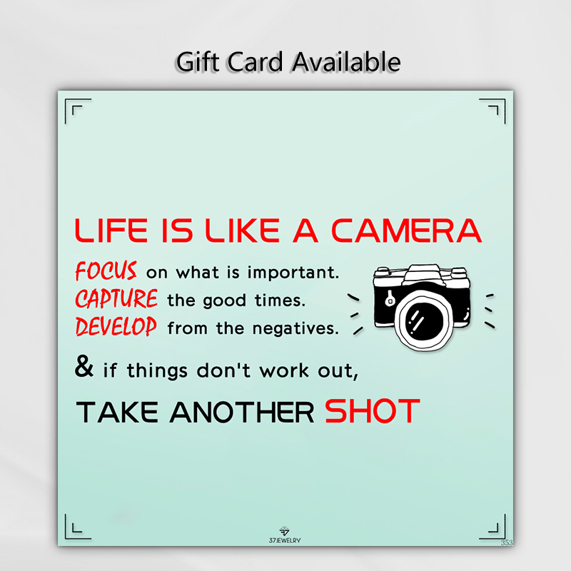 Life Is Like A Camera Card Message Necklace