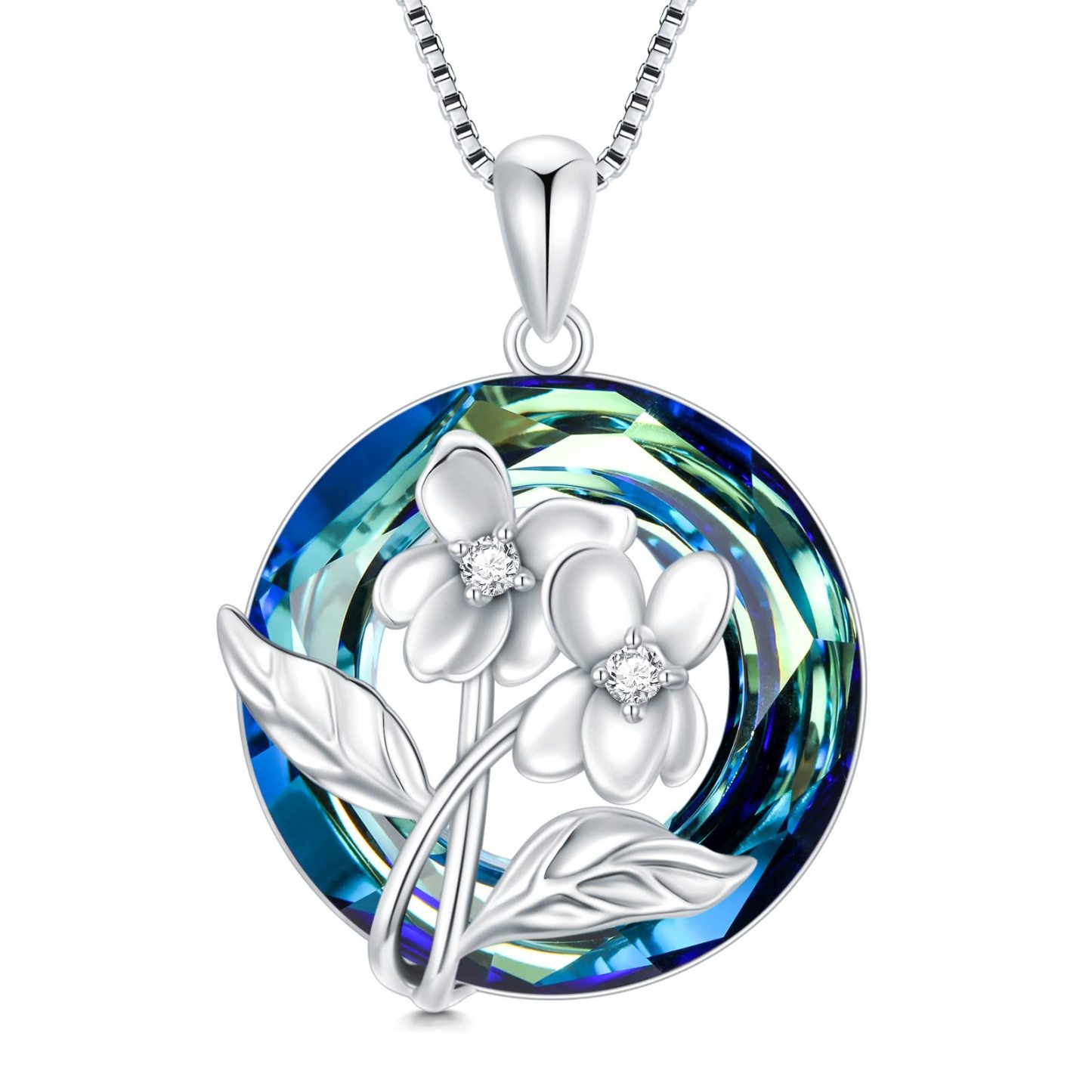 S925 You Belong Somewhere You Feel Free Crystal Birth Month Flower Necklace