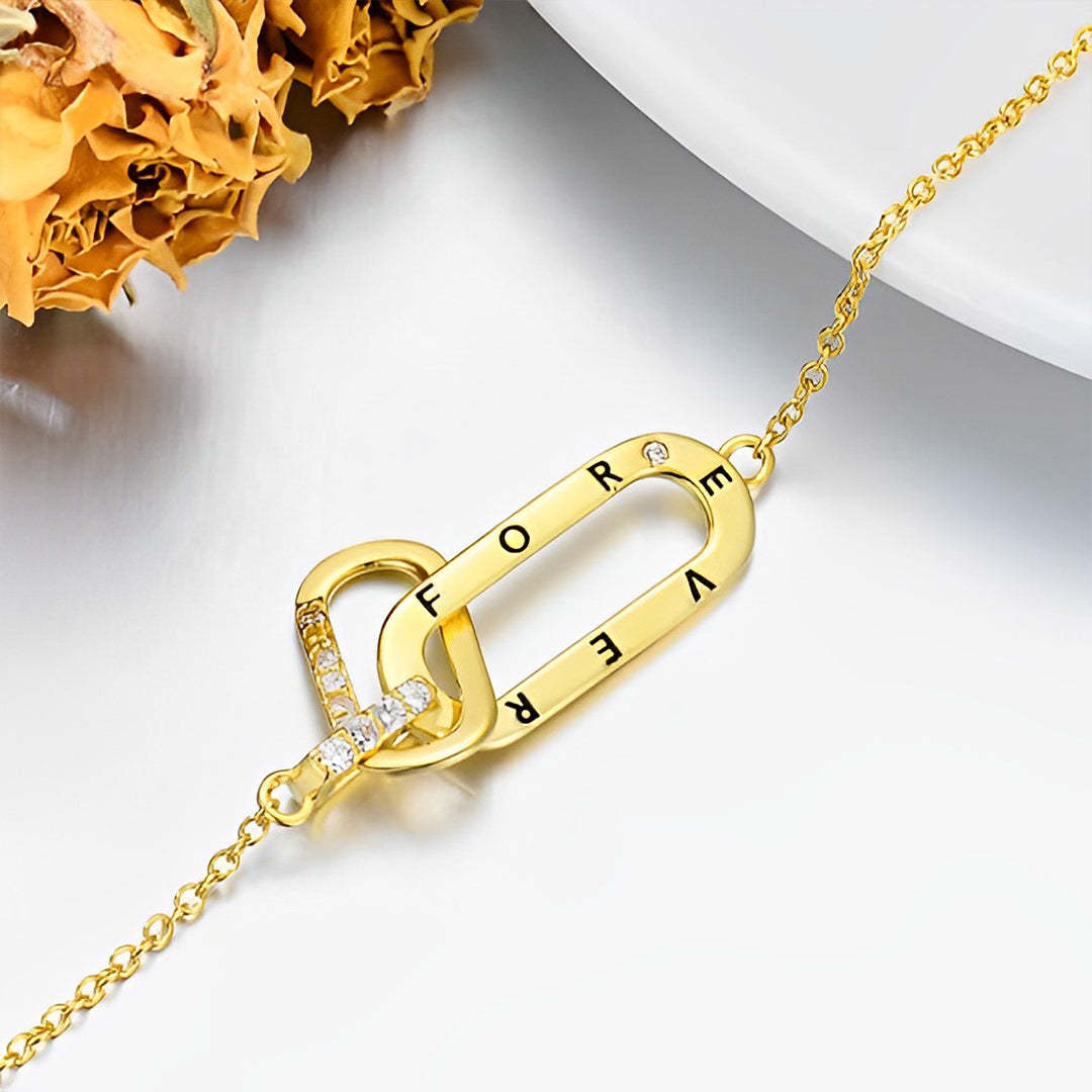 S925 Mother And Daughter Forever Linked Together Circle Bracelet