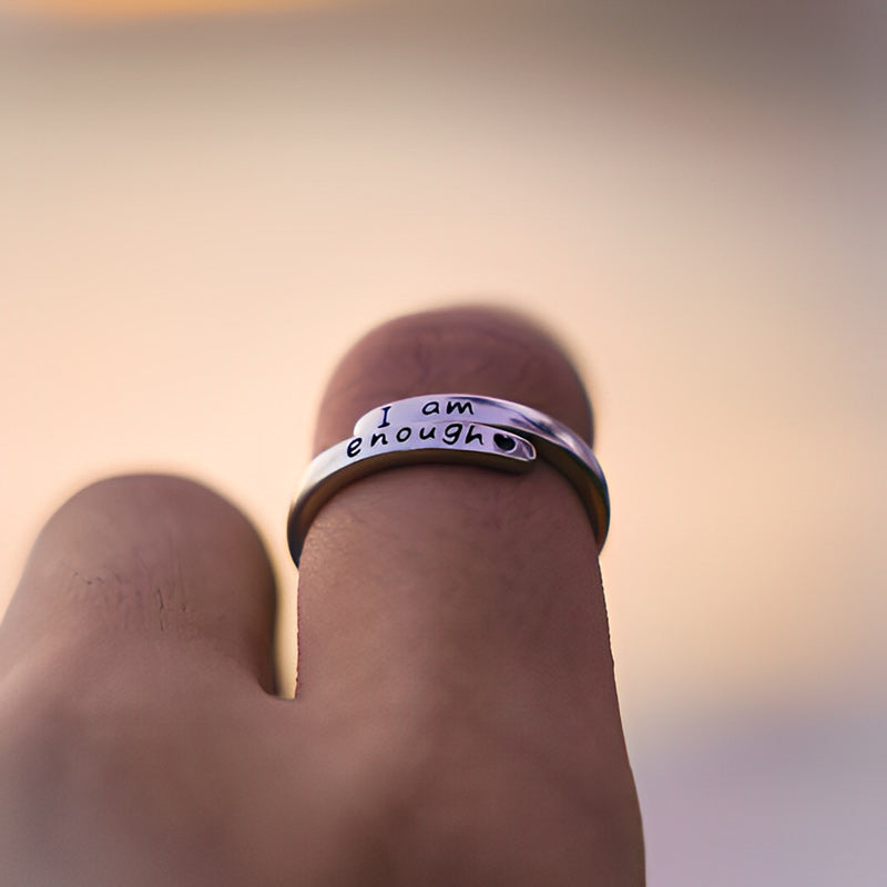 For Self - I Am Deserving of Everything Good Coming My Way Enough Heart Ring