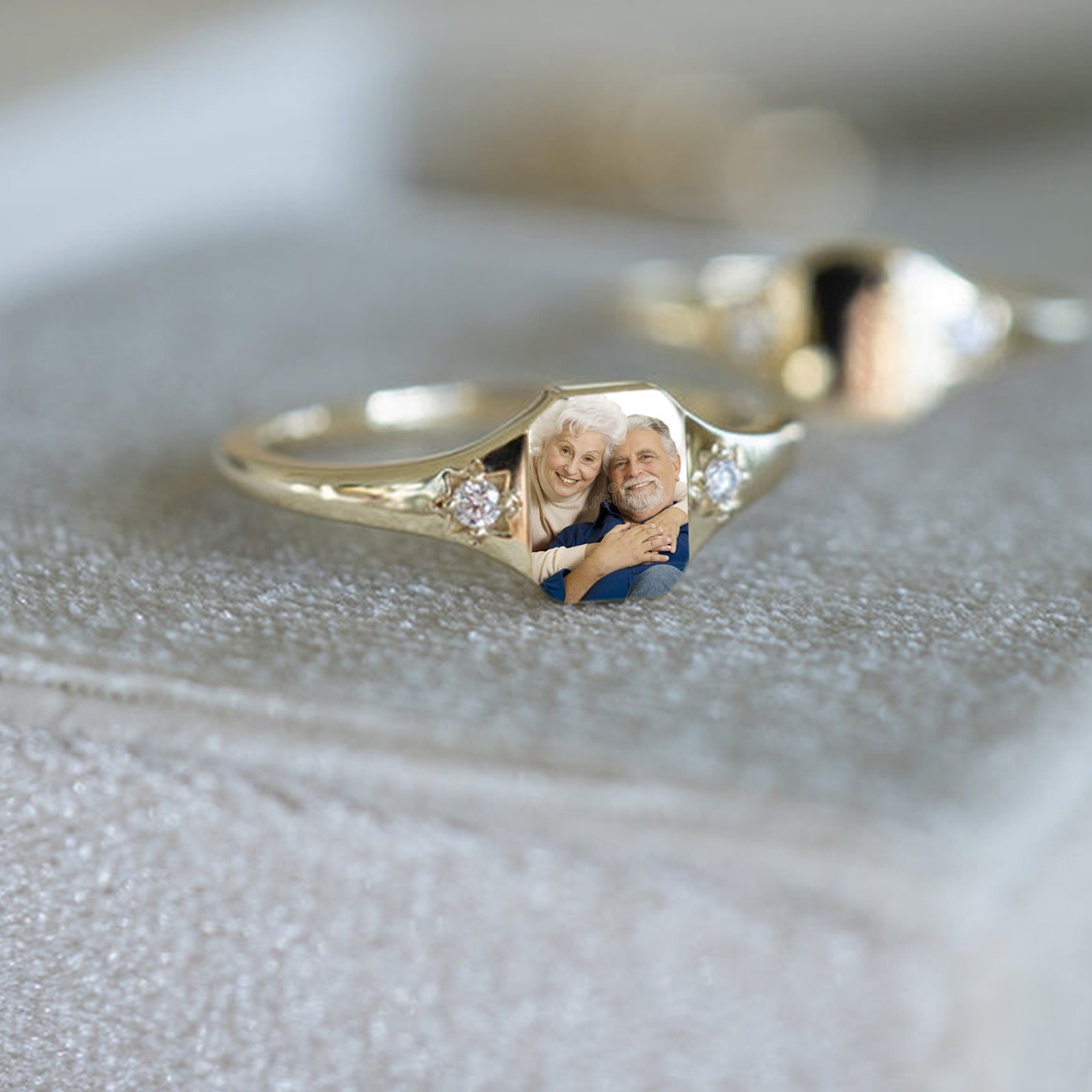 For Memorial - S925 Custom Photo & Birthstones Ring