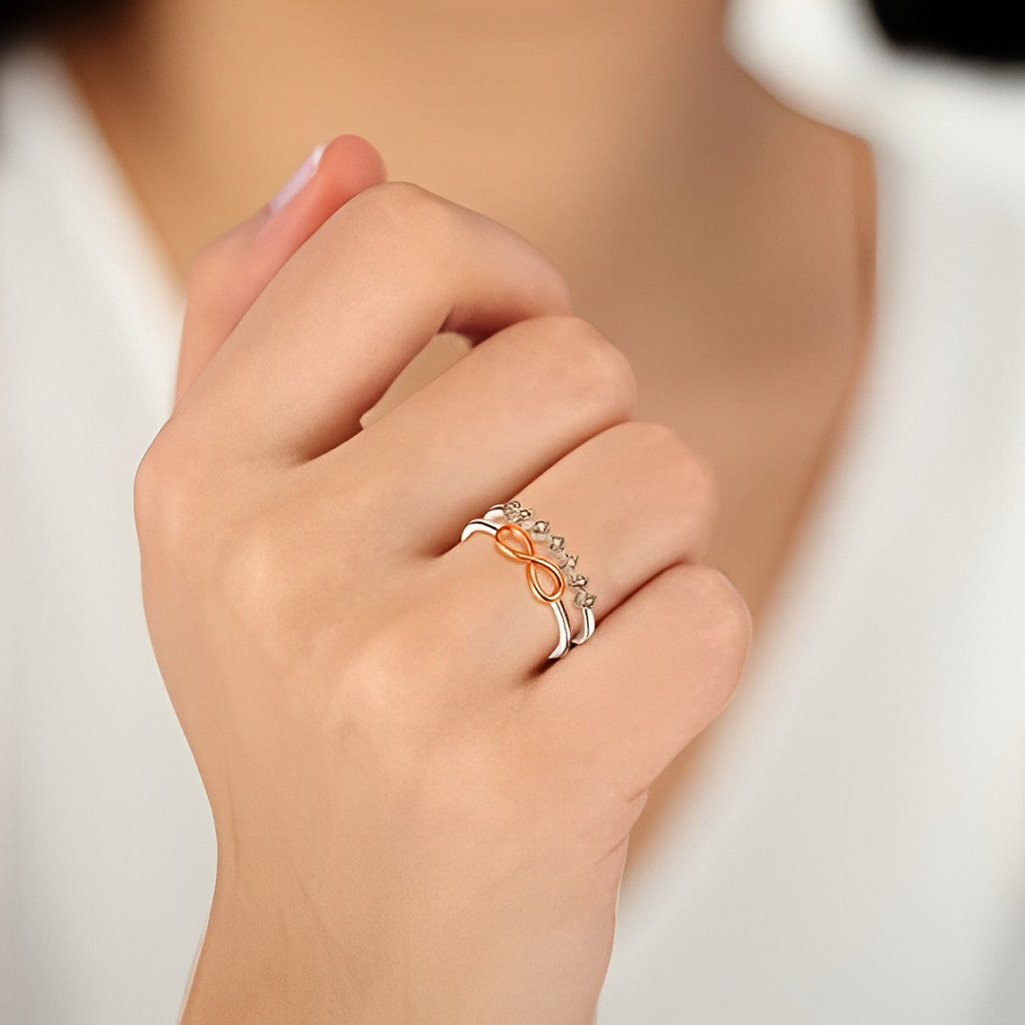 For Granddaughter - S925 Grandma and Granddaughter Forever Linked Together Infinity Double Layer Ring