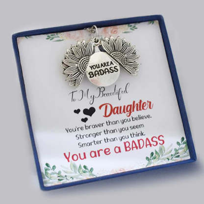 For Daughter - You Are A Badass Sunflower Necklace-37bracelet