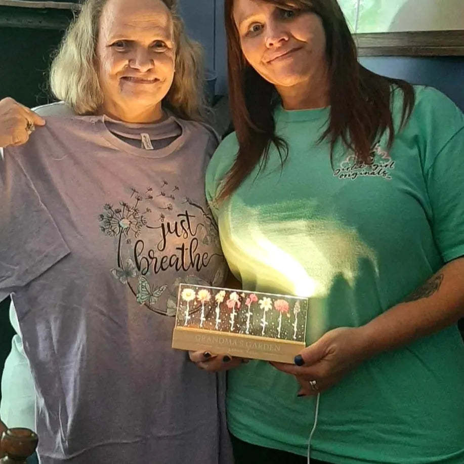 Grandma‘s Garden Birth Month Flowers Personalized Acrylic Block LED Night Light,  Perfect Gift for Grandma, Mom, Auntie, or Sister