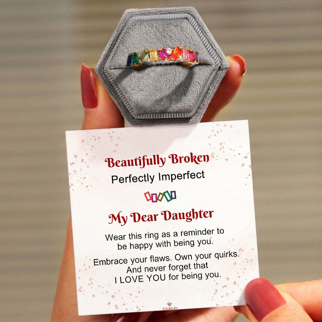 For Daughter - S925 Never Forget That I Love You for Being You Colorful Crystal Ring