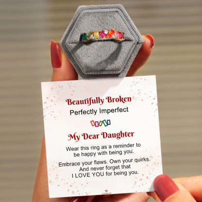 For Daughter - S925 Never Forget That I Love You for Being You Colorful Crystal Ring