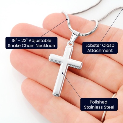 For Grandson - Whenever Your Cross Gets Heavy, Remember Whose Grandson You Are & Never Give Up Cross Necklace