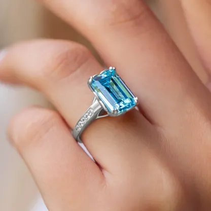 For Memorial - S925 Emerald Cut Diamond Ring