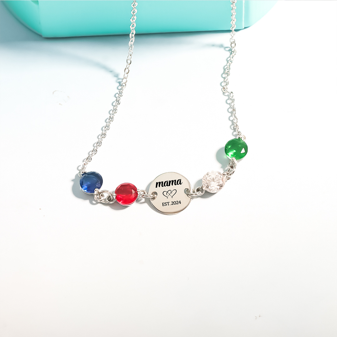 For Mama/Nana - Year & birthstone Custom Necklace