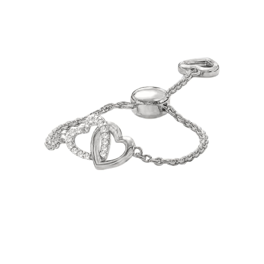 For Grandaughter/Daughter - S925 Always Keep Me In Your Heart,For You Are Always In Mine Double Heart Chain Ring