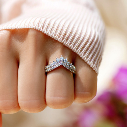 For Daughter - S925 You Are The Queen Of Your Own Destiny HerringboneCrown Ring