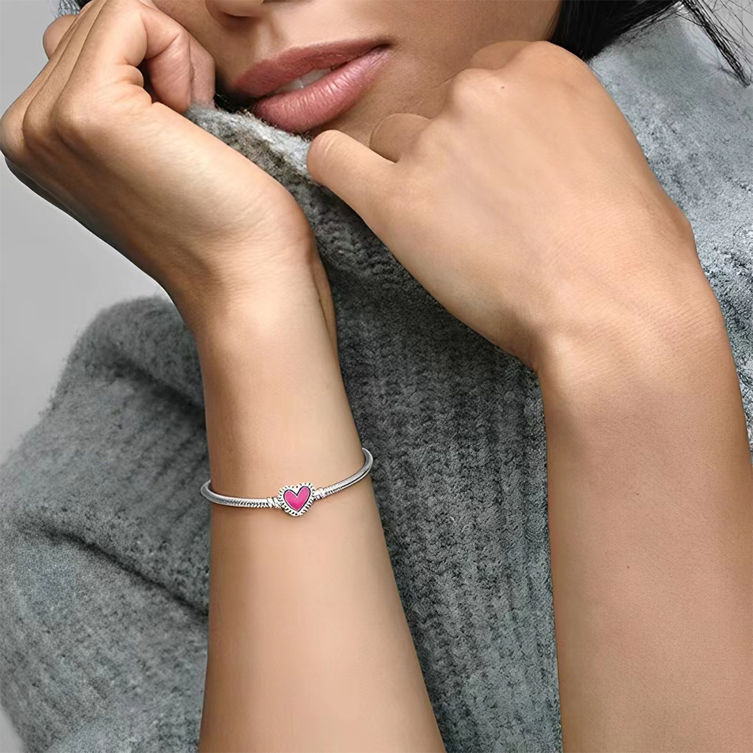 For Self - S925 Love Yourself Unconditionally Pink Love Snake Chain Bracelet