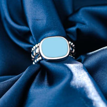 S925 Sea Glass Four Layer Stacking Ring