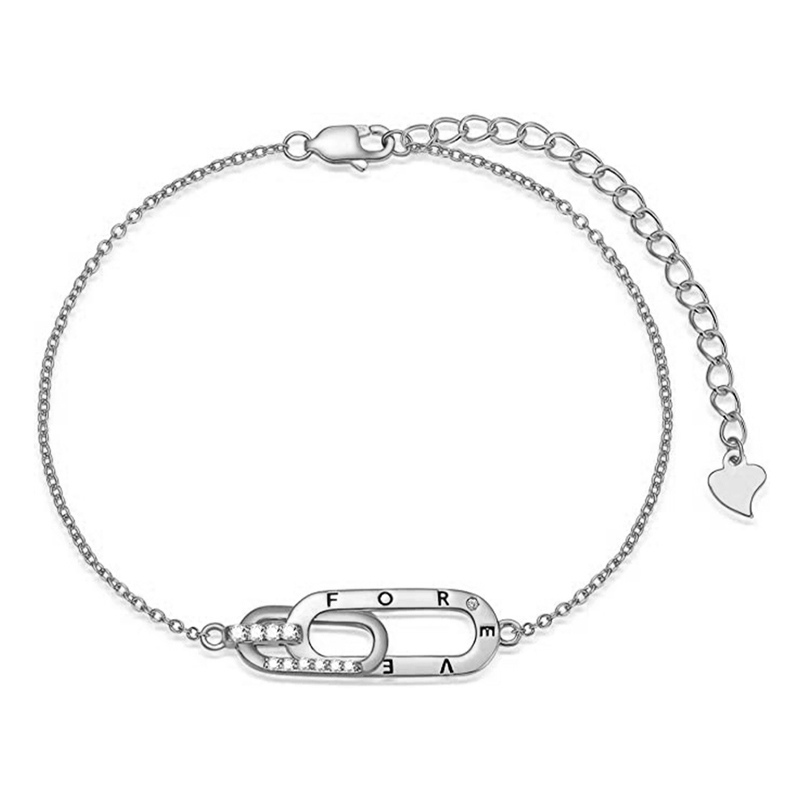 S925 Mother And Daughter Forever Linked Together Circle Bracelet