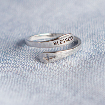 For Daughter - S925 I PRAY That You Are Safe, Well, And Happy God Bless Cross Ring