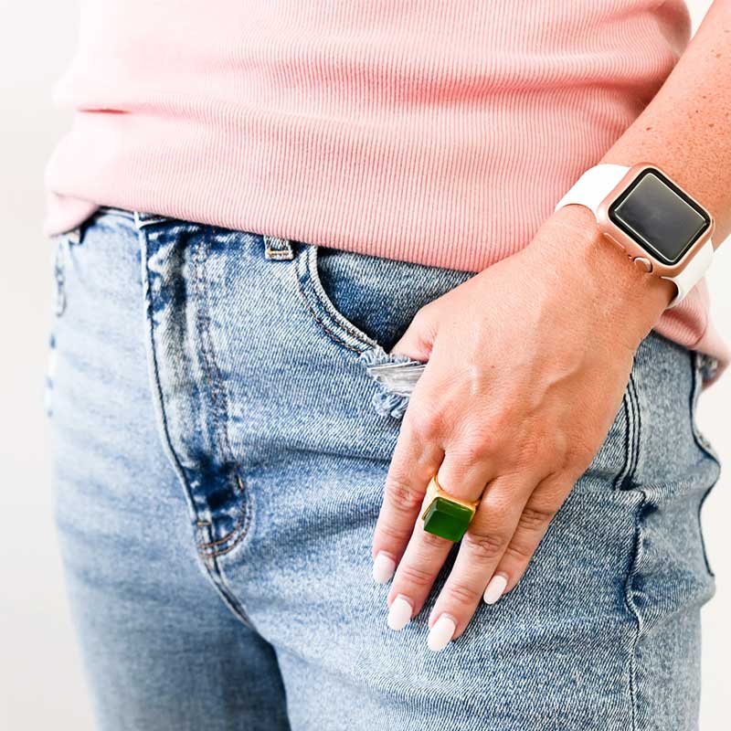 S925 Thalassophile Cube Sea Glass Ring