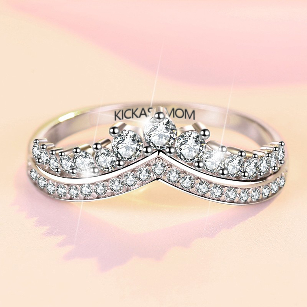 S925 Awesome Mother and Daughter Crown Ring