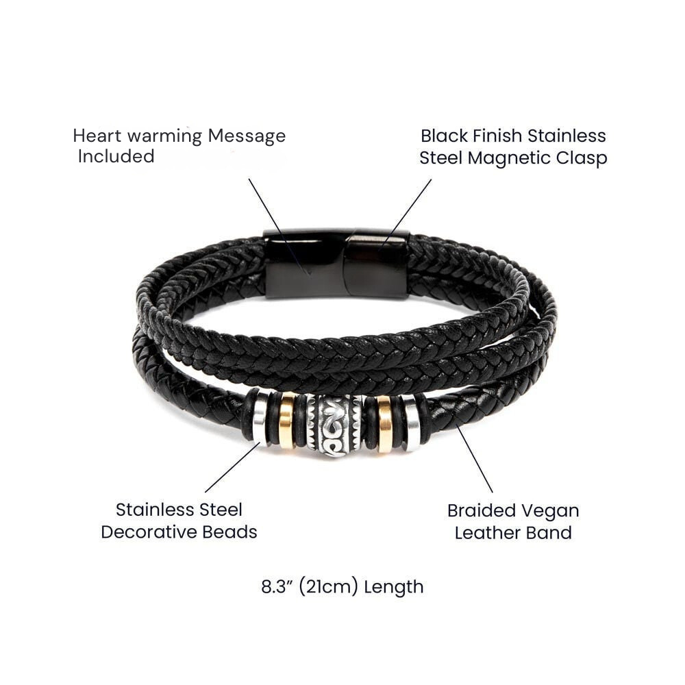 To My Bonus Son - I Will Always Love You Vegan Leather Bracelet