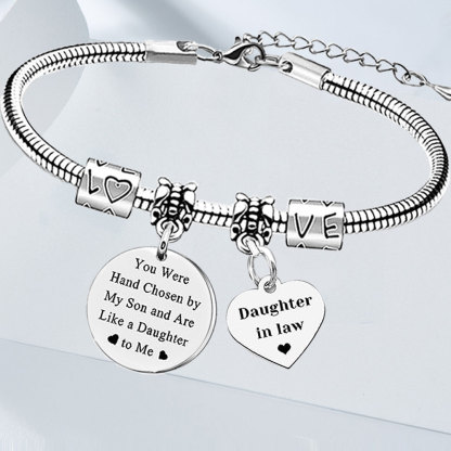 For Daughter-In-Law - You Are Also My Daughter-In-Heart Pendant Bracelet