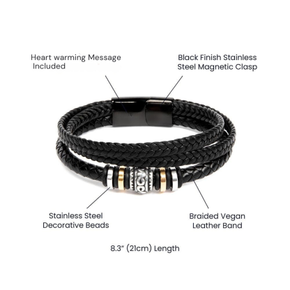To My Bonus Son - I Will Always Love You Vegan Leather Bracelet