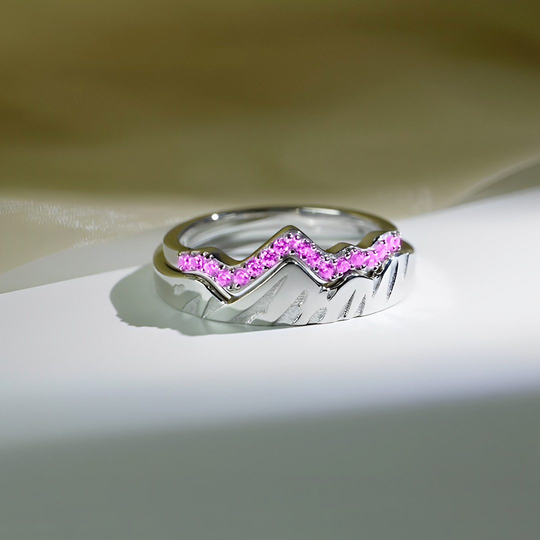 S925 Keep Climbing Birthstone Peak Stacking Ring