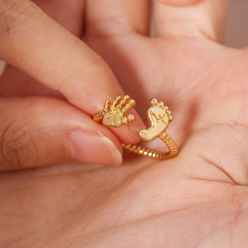 For Mother - S925 I Will Always Be Your Little Girl Baby Palm and Feet Ring