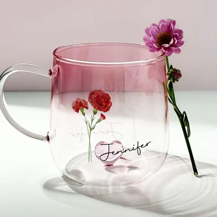 You Are The Most Beautiful Flower - Personalized Custom Pink Gradient Glass Mug