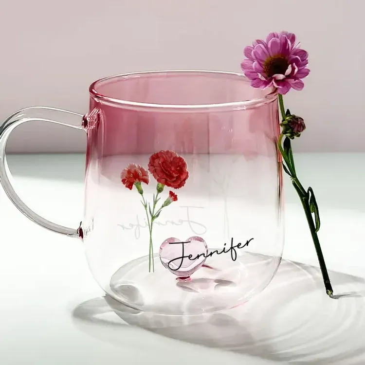 You Are The Most Beautiful Flower - Personalized Custom Pink Gradient Glass Mug
