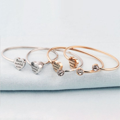 For Aunt/Niece - Best Aunt Heart Diamond Cuff Bracelet