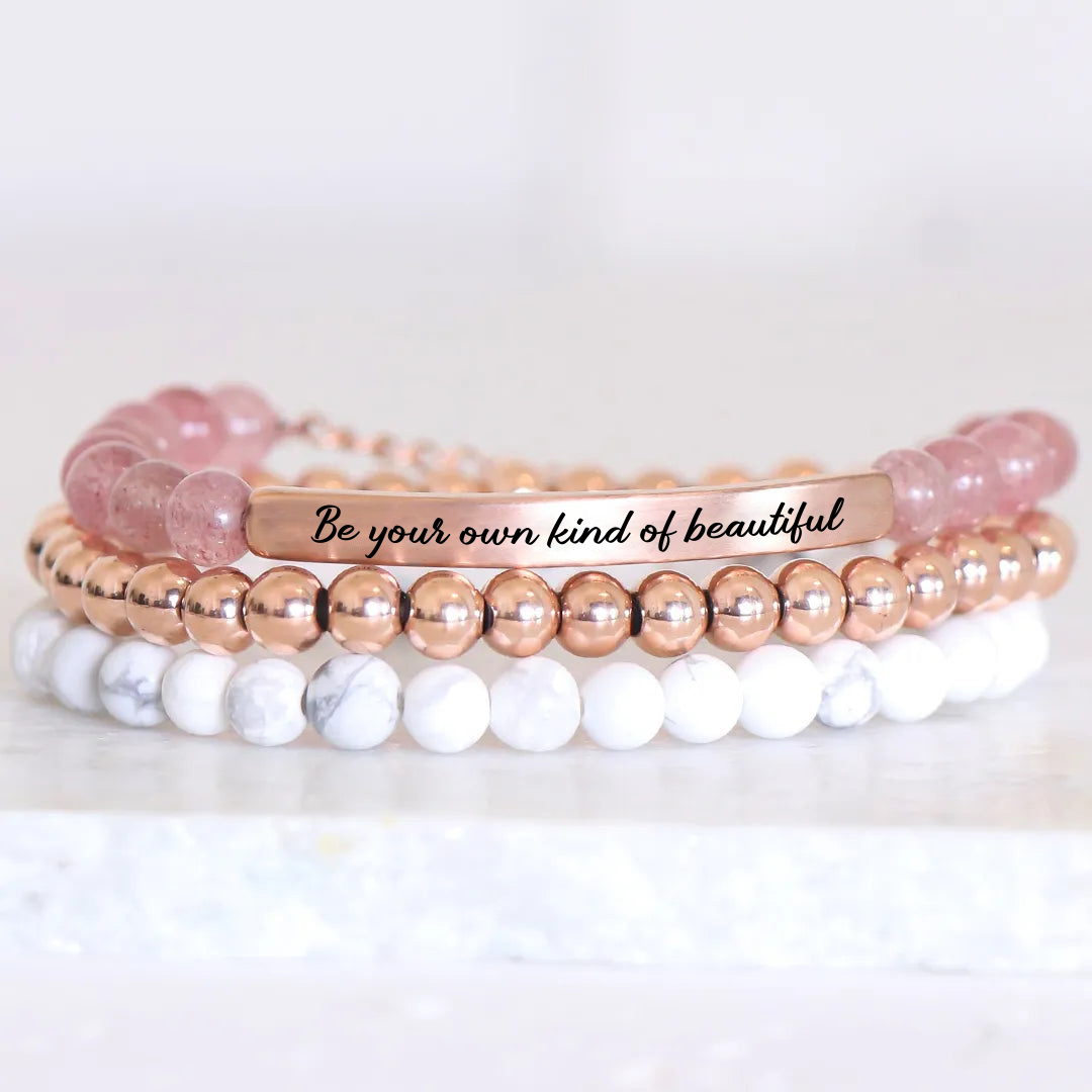 For friend- Be Yourself Bead Engraving Bracelet
