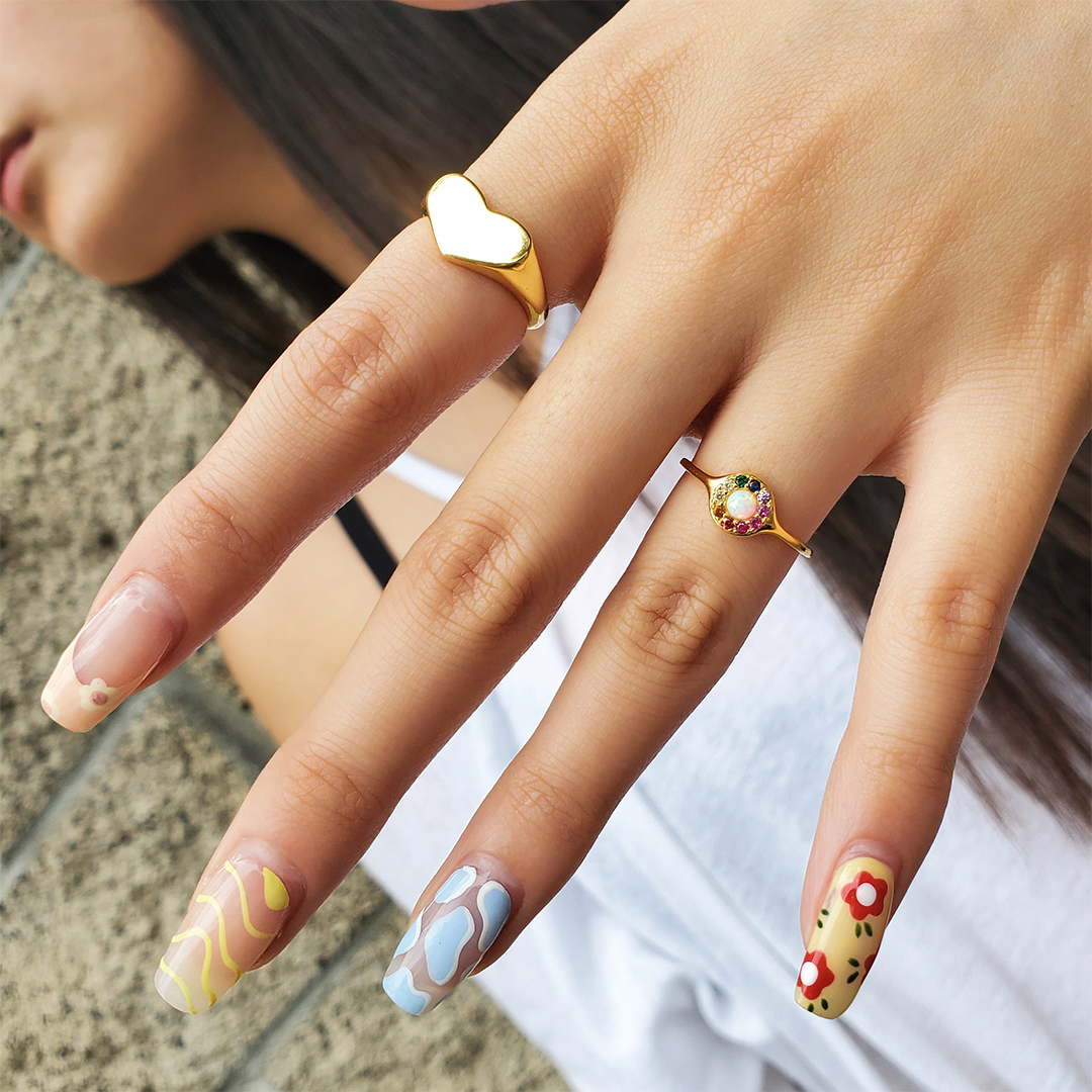 S925 I Will Always Be By Your Side Rainbow Opal Ring