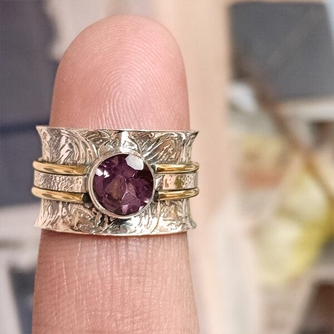 Amethyst Calming Healing Large Circle Ring