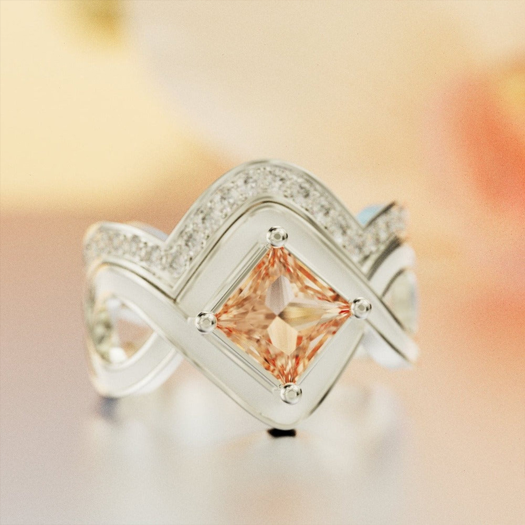 For Love - S925 Yellow Crystal Wave Ring