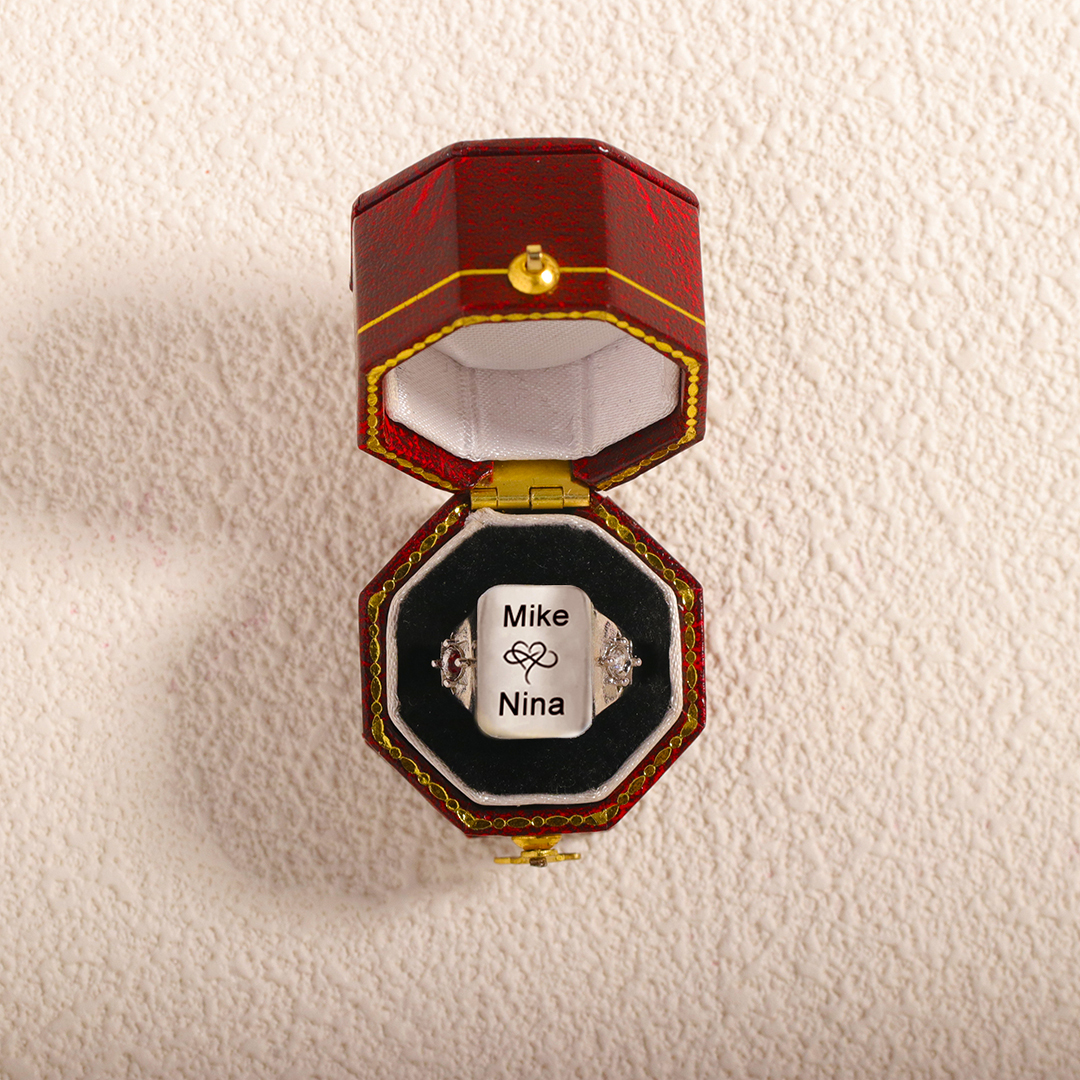 S925 Custom Names and Birthstones Dainty Ring