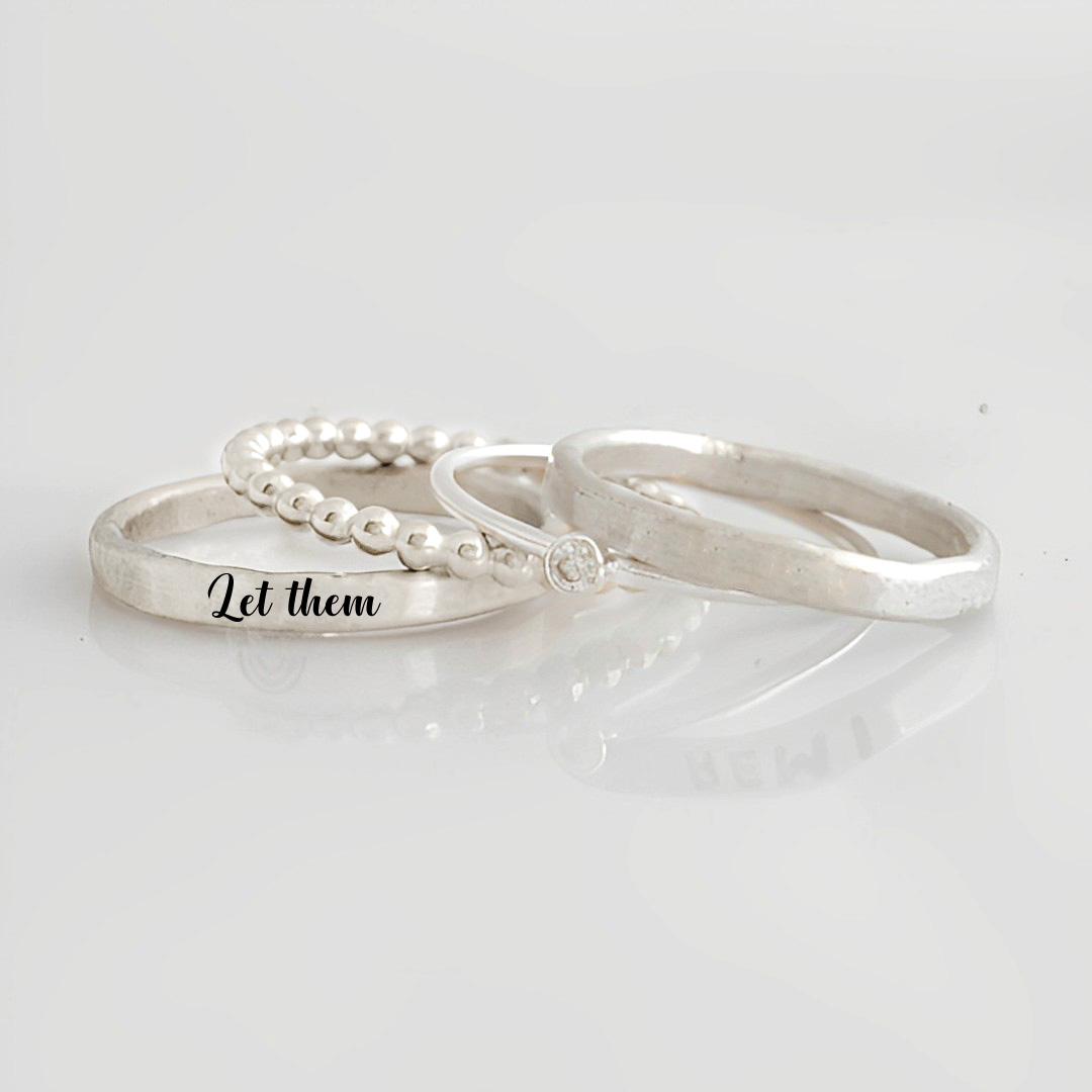 S925 Let Them Stacked Ring - 4 Rings Set