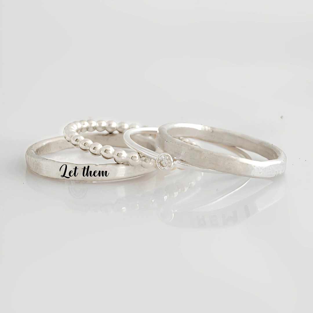 S925 Let Them Stacked Ring - 4 Rings Set