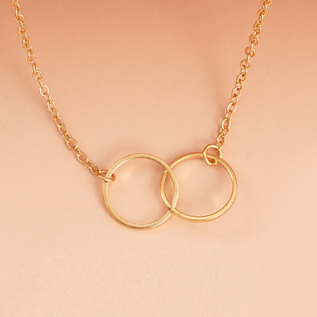 For Daughter/Mother - Mother and Daughter Forever Linked Together Circle Necklace