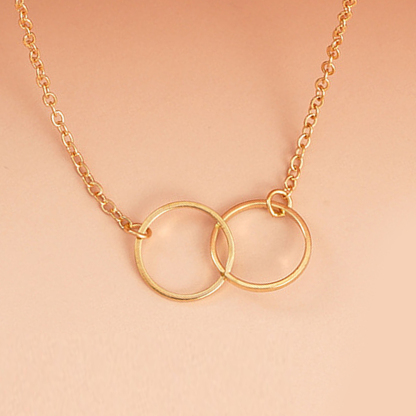 For Daughter/Mother - Mother and Daughter Forever Linked Together Circle Necklace