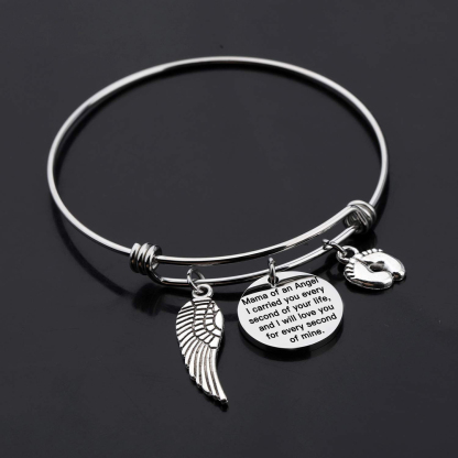 For Memorial - I Will Love You For Every Second Of Mine Footprint Wing Bracelet