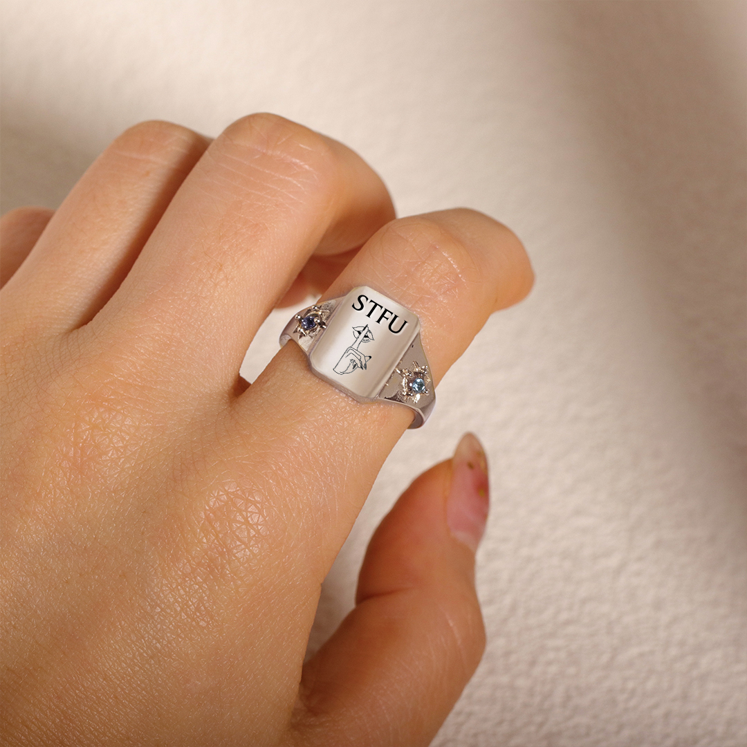 S925 STFU Square Ring