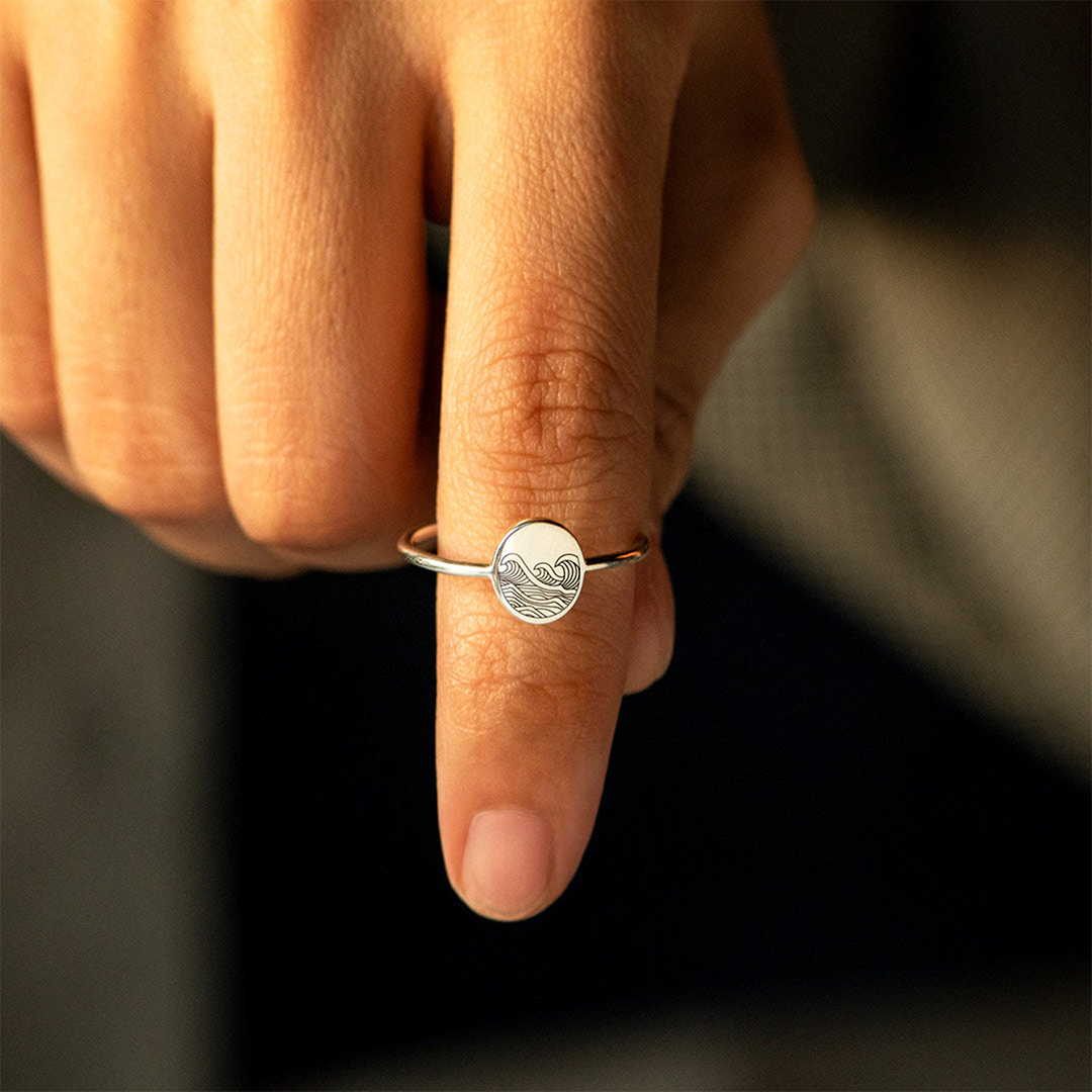 For Self -  You’ve Survived Too Many Storms To Be Bothered By Raindrops Engraved Wave Ring