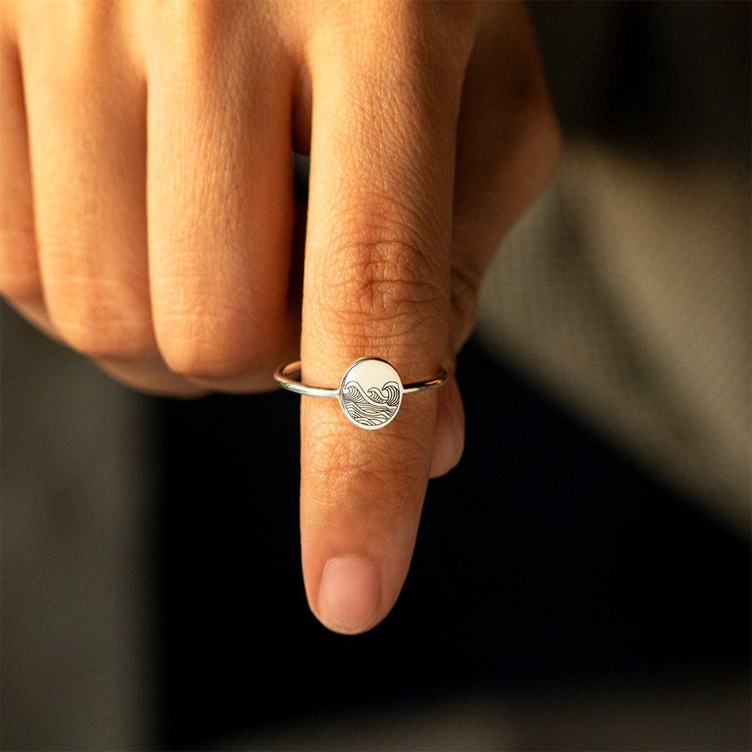 For Self - You’ve Survived Too Many Storms To Be Bothered By Raindrops Engraved Wave Ring