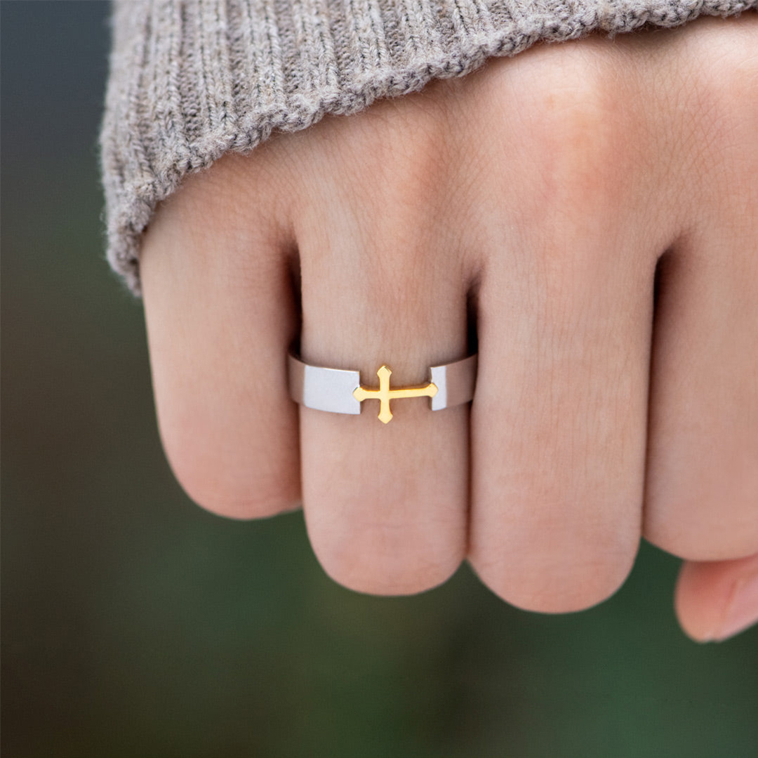God Has Not Given Us A Spirit Of Fear, But Of Power And Of Love And Of A Sound Mind Engraved Cross Ring