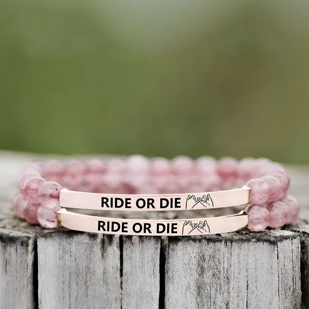 For Friend - Ride Or Die Bead I Pinky Promise Lettering Bracelet