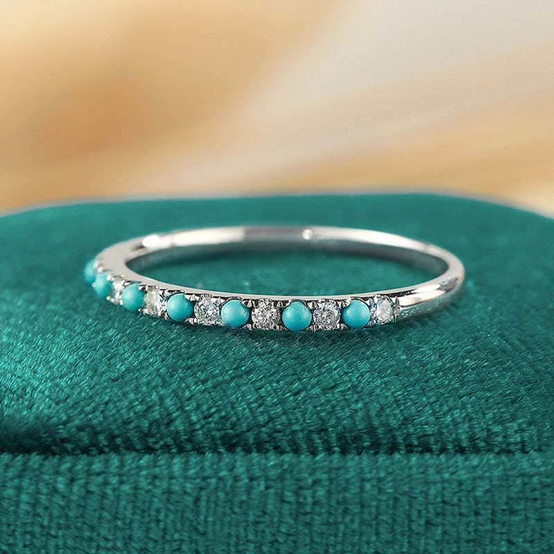 S925 Dazzling Diamond Turquoise Stacking Ring - Unleash Your Inner Glamour!