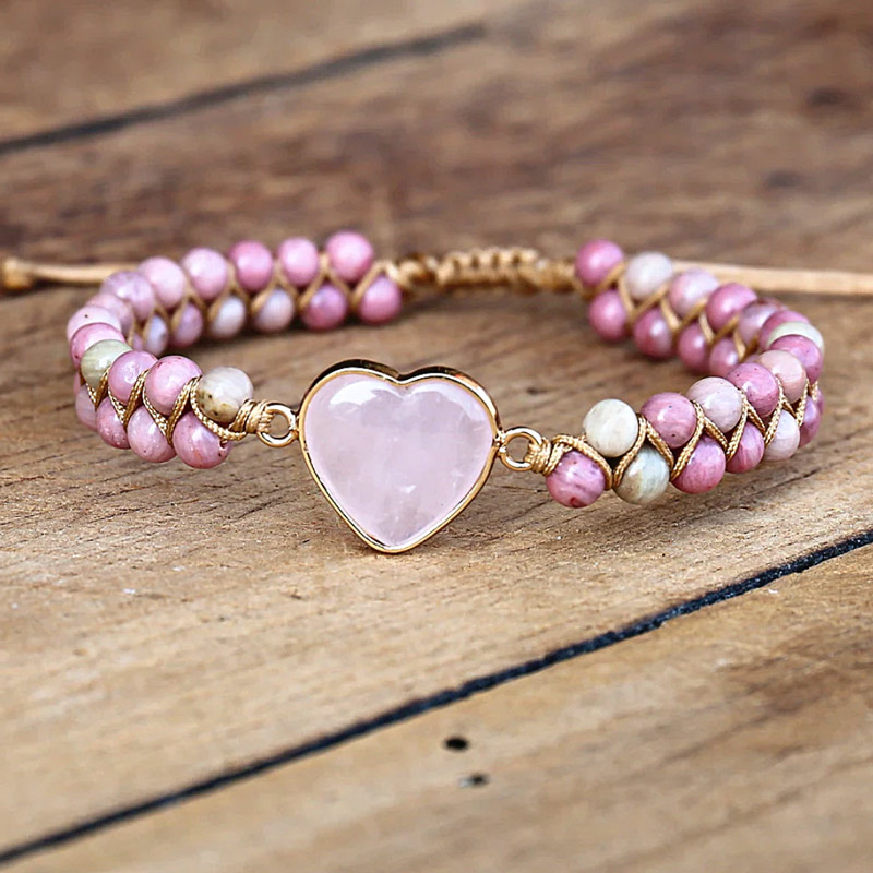 For Granddaughter -  I’ll Always Be With You Love You Forever Heart Protection Rose Quartz Bracelet