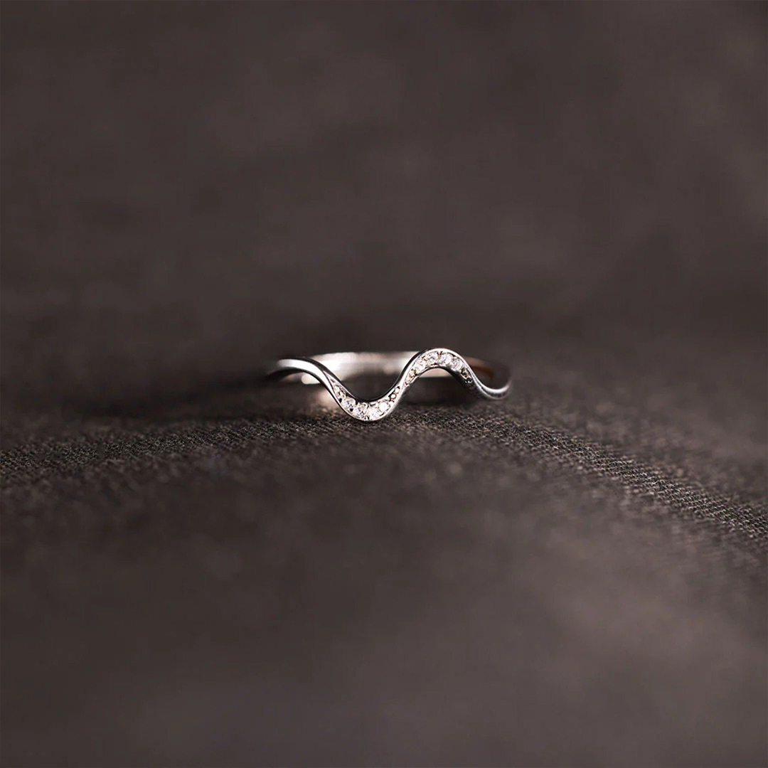For Friend - S925 We'll Ride The Wave Together Undulating Thin Ring