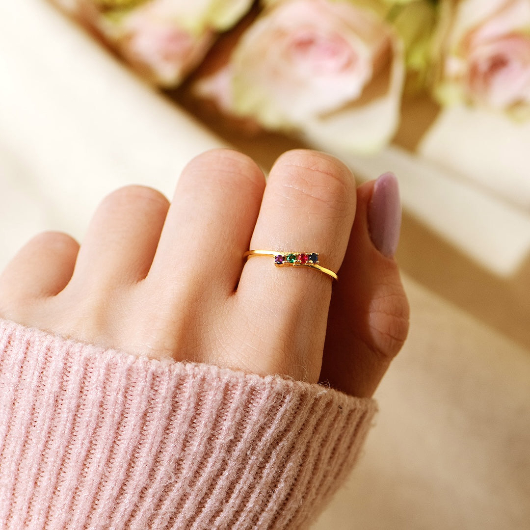 For Mother - Golden Route Birthstone Custom Ring