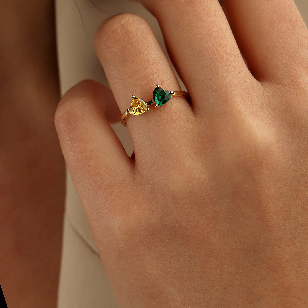 For Mother - Heart Birthstone Custom Ring