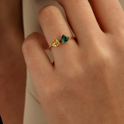 For Mother - Heart Birthstone Custom Ring